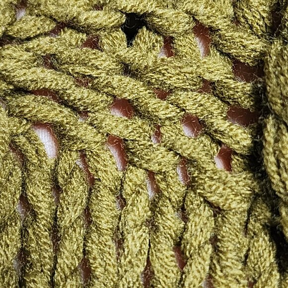 JOA olive-brown-green chunky knit braided rope accent knit sweater - Picture 8 of 13